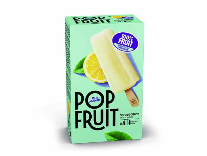 POP FRUIT Bâtonnets sorbet 100% citron - 280 g / 4 pièces
