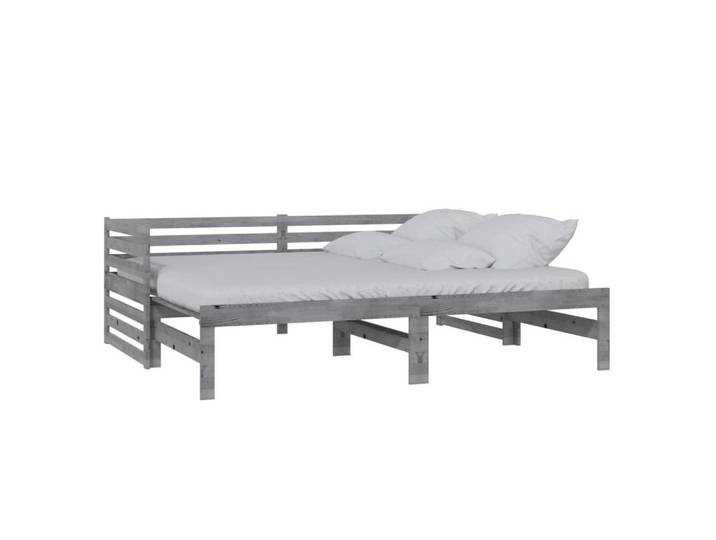 furnicato Bett Multifunktionales Tagesbett 203,5x185x68,5 cm Grau aus Massivholz (1-tlg), Ausziehbares Gästebett mit Sicherheitskante für kleine Räumlichkeiten