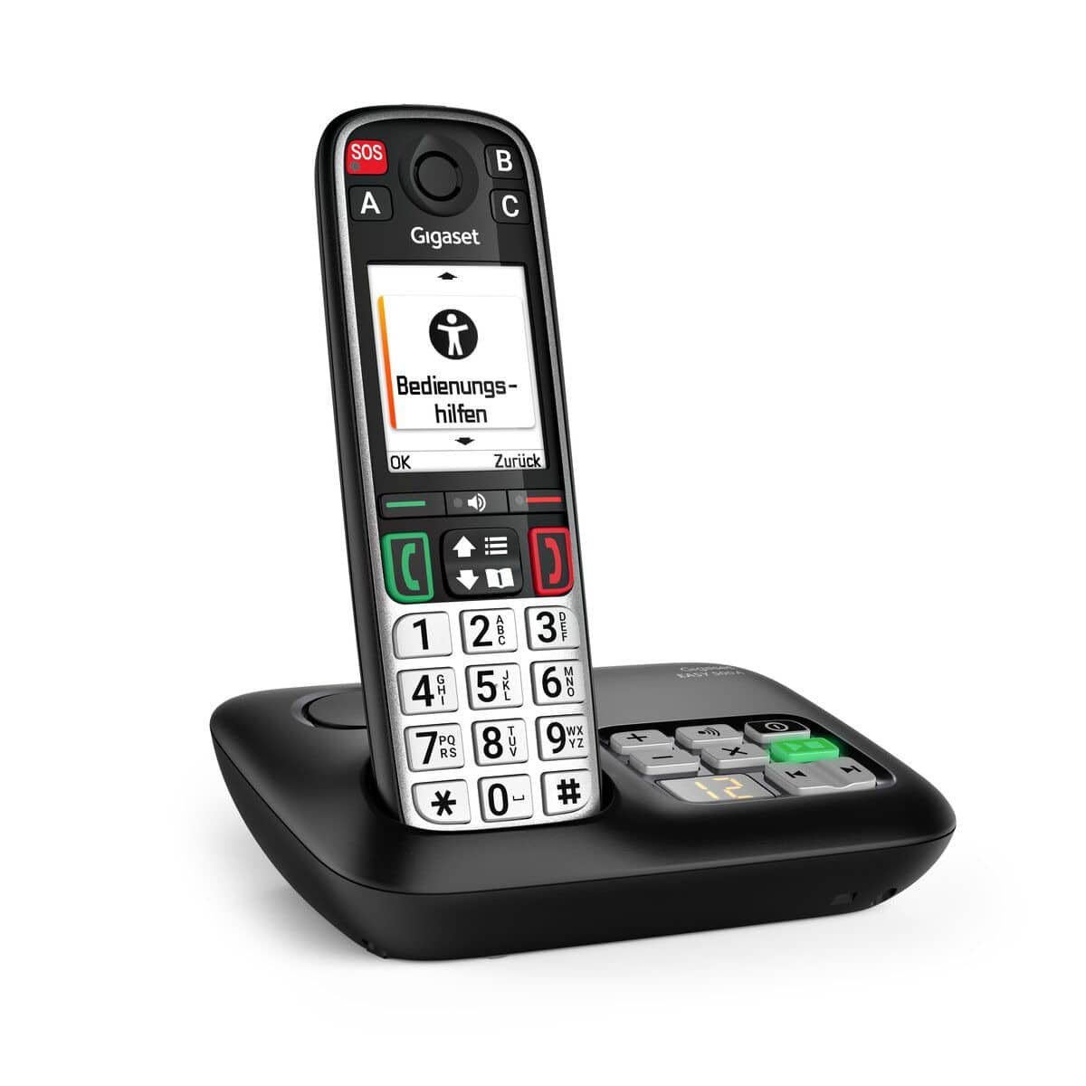 Gigaset Easy 500A Analoges/DECT-Telefon (Schwarz, Silber) S30852-H3135-B10