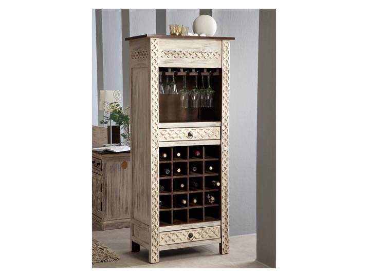 Étagère à vin 60x36 Manguier ciré Blanc antique CASTLE-ANTIK #219