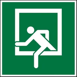 Dreifke® Aufkleber | Rettungszeichen, Notausstieg D-E019 - ASR A1. - 150x150 mm Folie selbstklebend, langnachleuchtend