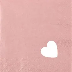 Home Fashion®, Punched Heart Pearl Effect antique rose,Cocktail-Servietten 25cmx25cm,20Stück pro Pack,12 Pack pro Karton