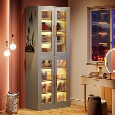 Envelor Tribesigns Freestanding Shoe Cabinet with Acrylic Doors and LED Lights