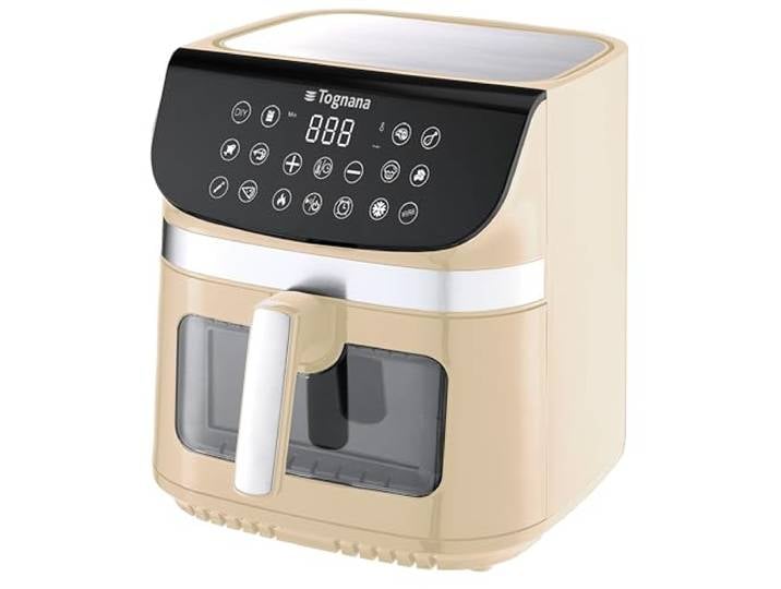 Tognana Iridea 9L Luftfritteuse, Doppelwiderstand, Digitalanzeige, Timer, 80-200°C, Fenster, 2200W, Champagner