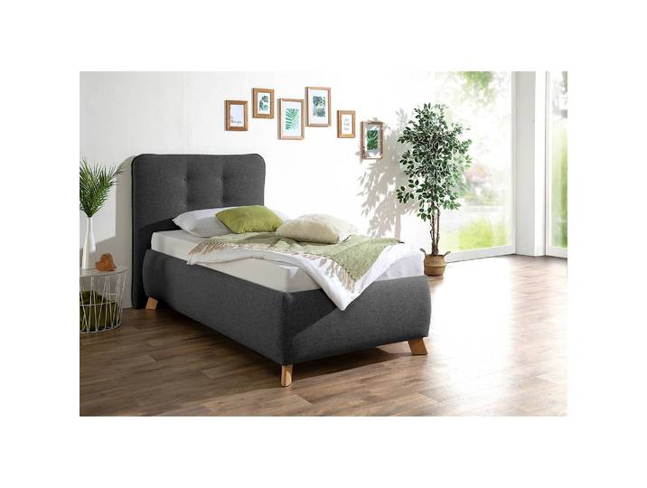 Polsterbett Trotwood 100 x 200cm Strukturstoff Grau/Dunkelgrau