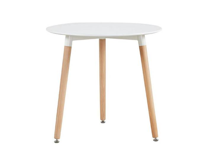 LuxusKollektion Esstisch Esstisch rund MDF 3 Buchenbeine weiß Holz 3 Beine Weiß Holz 3 Beine (1-St)