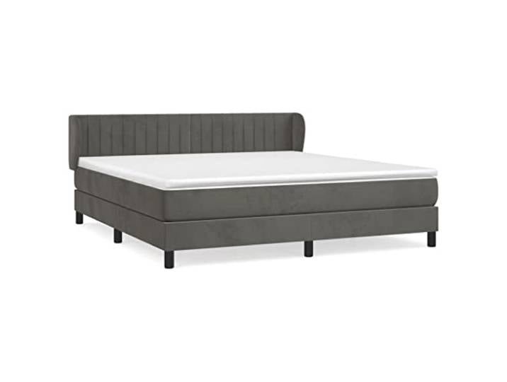 PUGYNBK Boxspringbett, Samt, Dunkelgrau, 160 x 200 cm Verstellbares Kopfteil, Taschenfedern, mittlere Härte, atmungsaktiver Schutz