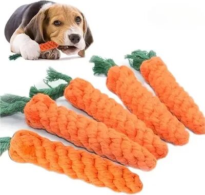 The Handy Homestead Carrot Cotton Rope Dog Toy Interactive Puppy Chew Toy For Teeth Cleaning & Play Carrot Cotton Rope Dog Toy Interactive Puppy Chew Toy For Teeth Cleaning & Play