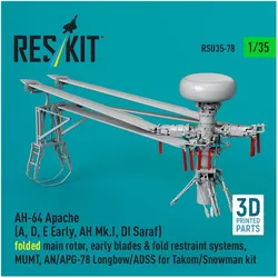 ResKit AH-64 Apache (A, D, E Early, AH Mk.I, DI Saraf) folded main rotor, early blades & fold restraint sys