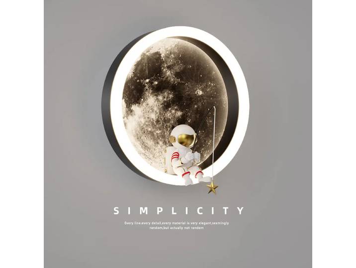 Lampe murale LED ronde astronaute de dessin animé, veilleuse pour chambre d'enfant, garçons et filles, éclairage d'ambiance chaleureux