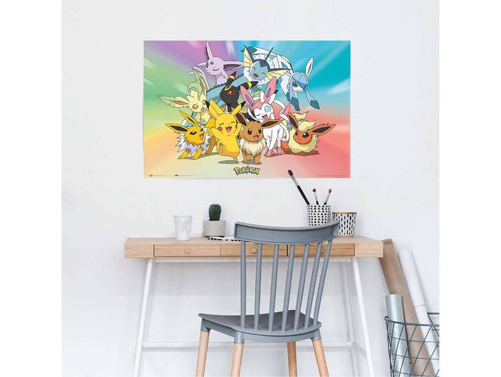 home24 Poster Pokemon Eevee papier meerdere kleuren 61 x 92 x 0cm
