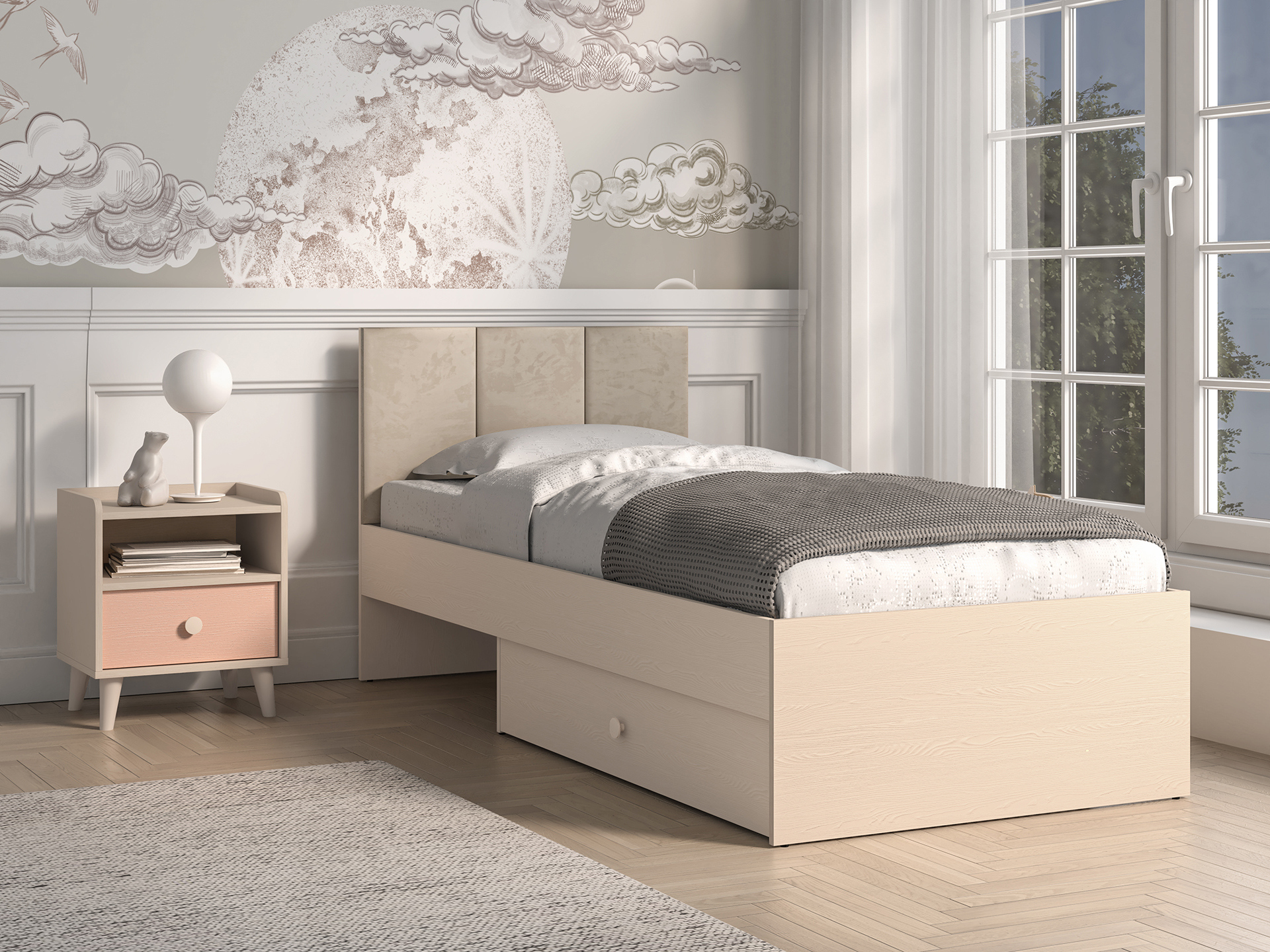 Kinderbett 90x200 OLIVIA - beige