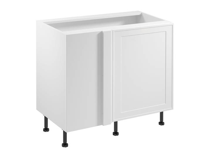 Eckunterschrank – Livaro – D100N P/L, Weiß / Weiß Rahmen