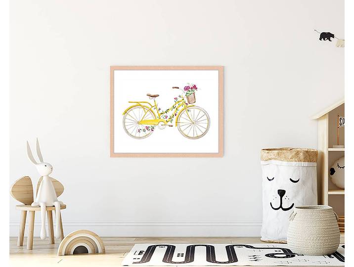 Tableau déco Yellow Bicycle 43 x 53cm Multicolore
