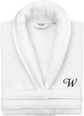 Authentic Hotel and Spa 100% Turkish Cotton Personalized Unisex Anovia Velour Bathrobe - Black Script Font