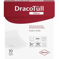 Dracotüll Silik.5x5cm Silikonbesch.wundkont.auflag 10 ST
