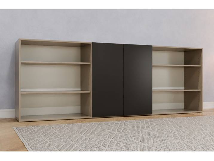 TV-Möbel nach Maß - RAL 9005 Tiefschwarz - 102x280x50cm - Individuell konfigurieren