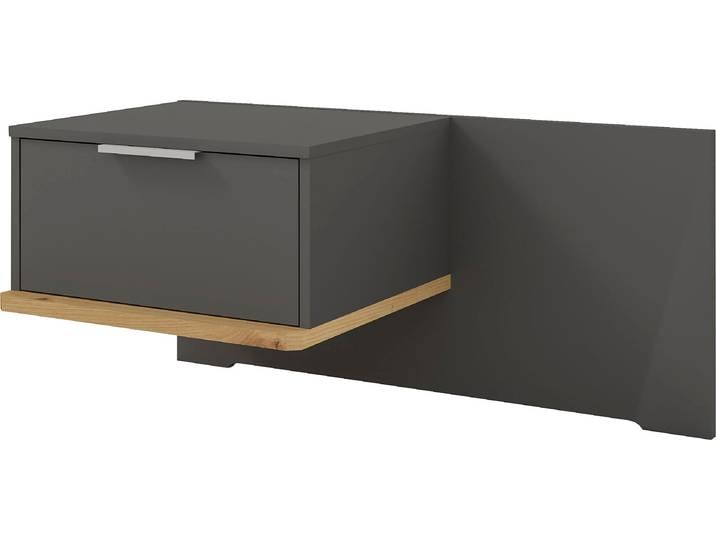 Nachtschrank MUSTERRING Isabelle , grau (graphit, dekor), B:90cm H:43cm T:47cm, Holzwerkstoff, Schränke, Nachtschrank, verschiedene Farben, Unterboden in Eiche, Masse B50/90 x H43 x T47 cm
