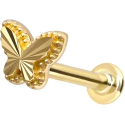 14 Karat Gold Labret mit Innengewinde SCHMETTERLING