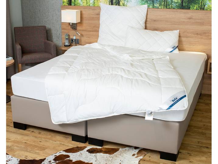 Couette 4 saisons BW60 155 x 5 x 220cm Blanc Revêtement en percale de coton, garnissage en fibre climatique