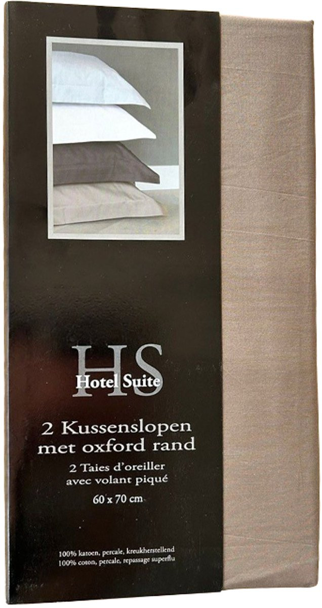 Hotel Suite Kussenslopen van Perkal Katoen, 2 stuks, Taupe, 60 x 70 cm