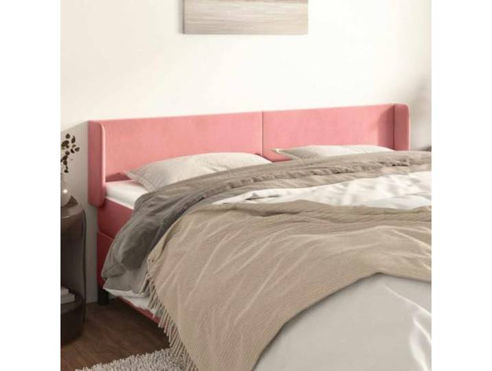 ZXQVLMRS Kopfteil mit Ohren, Samt Bett-Rückenlehne, Rosa 203x16x78/88 cm Inklusive Holzbeine, Höhenverstellbares Design, Einfache Montage