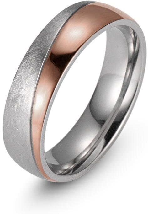 Trauring FIRETTI "Schmuck Geschenk "LIEBE" mit Vertiefung, ca. 7,0mm breit" Gr. 64, rosa (edelstahlfarben, roségoldfarben), Fingerringe, Damen, 64, Edelstahl, 7mm, Trauring edelstahlfarben, roségoldfarben 64, Edelstahl, 7mm