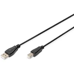 Digitus USB Anschlusskabel, Typ A - B St/St, 1.8m, USB 2.0 geeignet, sw
