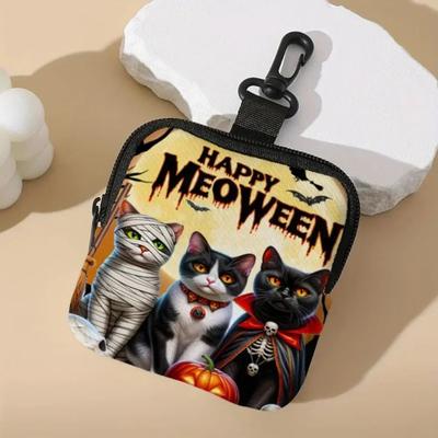 Uplift Essentials Cat Print Mini Coin Purse Waterproof Artificial Leather Earphone & Card Bag three Cats