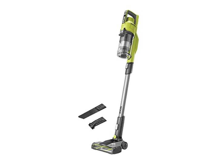 RYOBI Aspirateur Balai 18V One+ Collecteur 600 ML RSV18-0 (sans Batterie) Brosse motorisée 24 cm débrayable\, tapis et sols durs\, design autoportant\, filtration HEPA\, maison\, garage et voiture