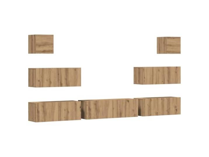 Makastle 7-TLG. TV-Wandschrank Set Artisan-Eiche Holzwerkstoff