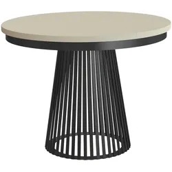 ESSTISCH Lumi, Runder, ausziehbar auf 180 cm, mit Metallbeinen, Schwarz+Kaschmir