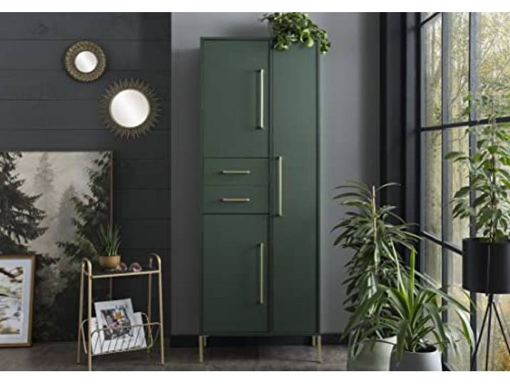 Schildmeyer Kent 701758 Armoire Haute\, Vert forêt/doré\, 67\,1 x 33\,1 x 184\,3 cm
