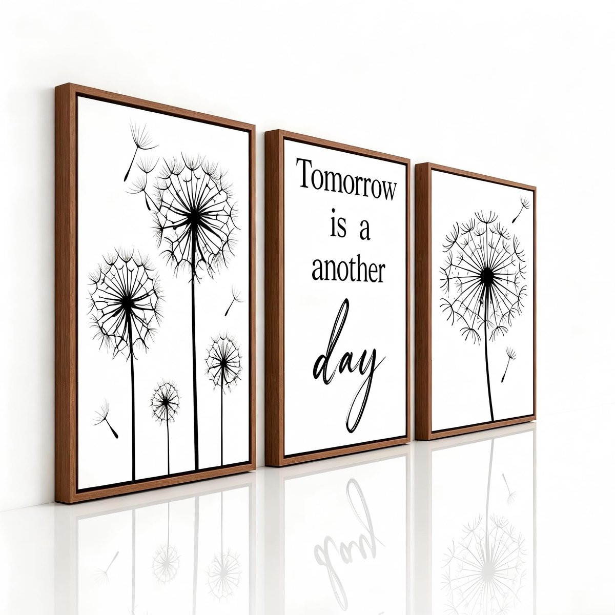 Elzusha Set van 3 Canvas Posters met Graphic Dandelion Ontwerp
