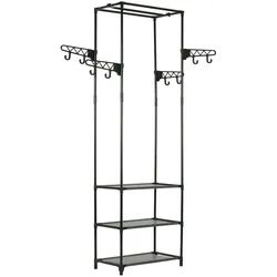 vidaXL Kleiderständer Stahl und Vliesstoff 55x28,5x175 cm Schwarz