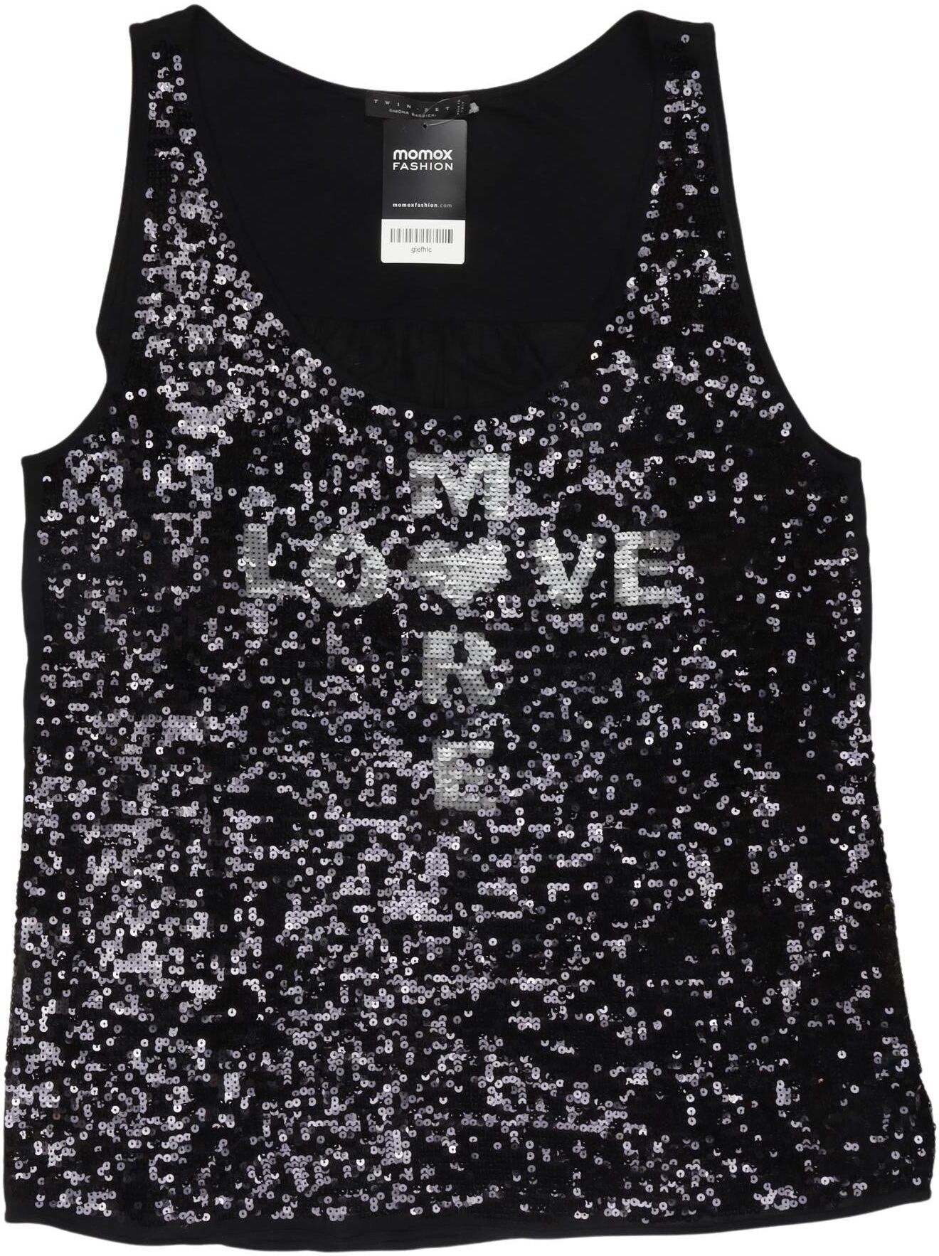 Twinset Damen Top, Schwarz, Gr. L, Angorawolle / Viskose - Second Hand