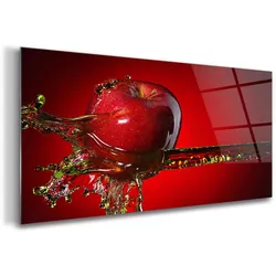 GLASBILD 100x50 cm Roter Apfel