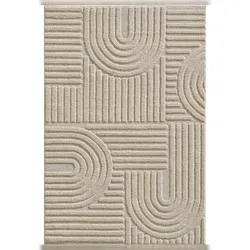 Carpetsale24 Teppich 140x200 cm Beige, Hochflor Wohnzimmer Teppich, Weich & Flauschig, Skandinavisch Boho Stil, Langflor Shaggy, Pflegeleicht