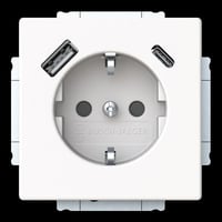 Schutzkontaktsteckdose mit USB Typ A und USB Typ C weiß, Retail