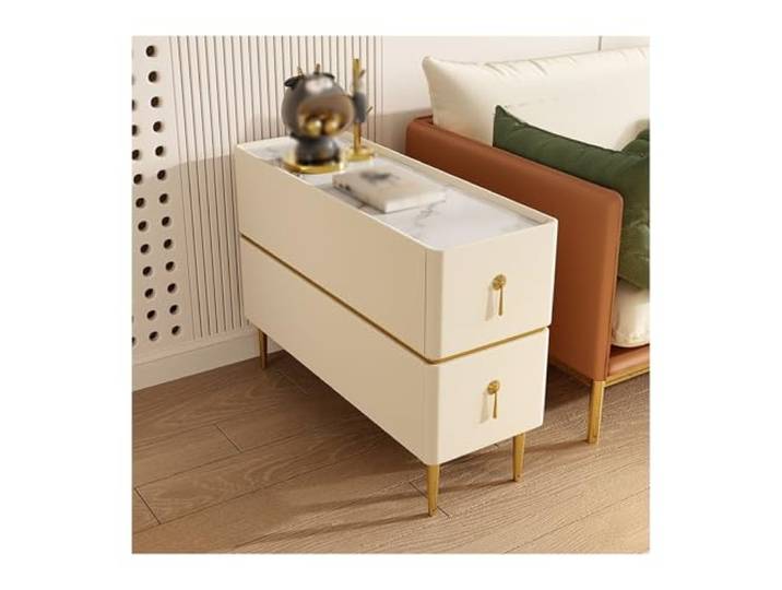Ecklager Sofa-Sideboard, ultraschmaler kleiner Beistelltisch aus Holz Wohnzimmer-Sandwich-Sideboards aus Leder(A)