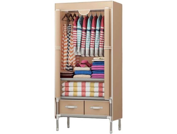 LoiYtrd Dicker, verstärkter Stoffschrank, platzsparend, tragbar(Beige)
