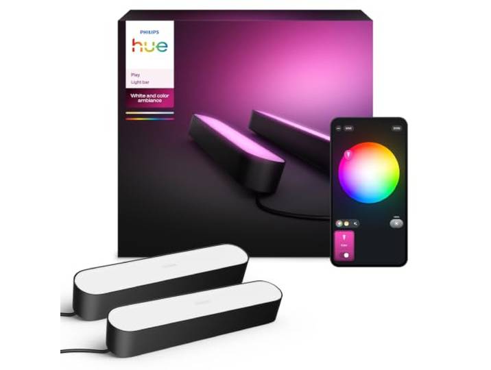 Philips Hue Play LED-Lightbar, 2er-Pack, Schwarz White and Colour Ambiance-Licht, Smarte LED, 13,2 W, TV-Hintergrundbeleuchtung, Smart Home