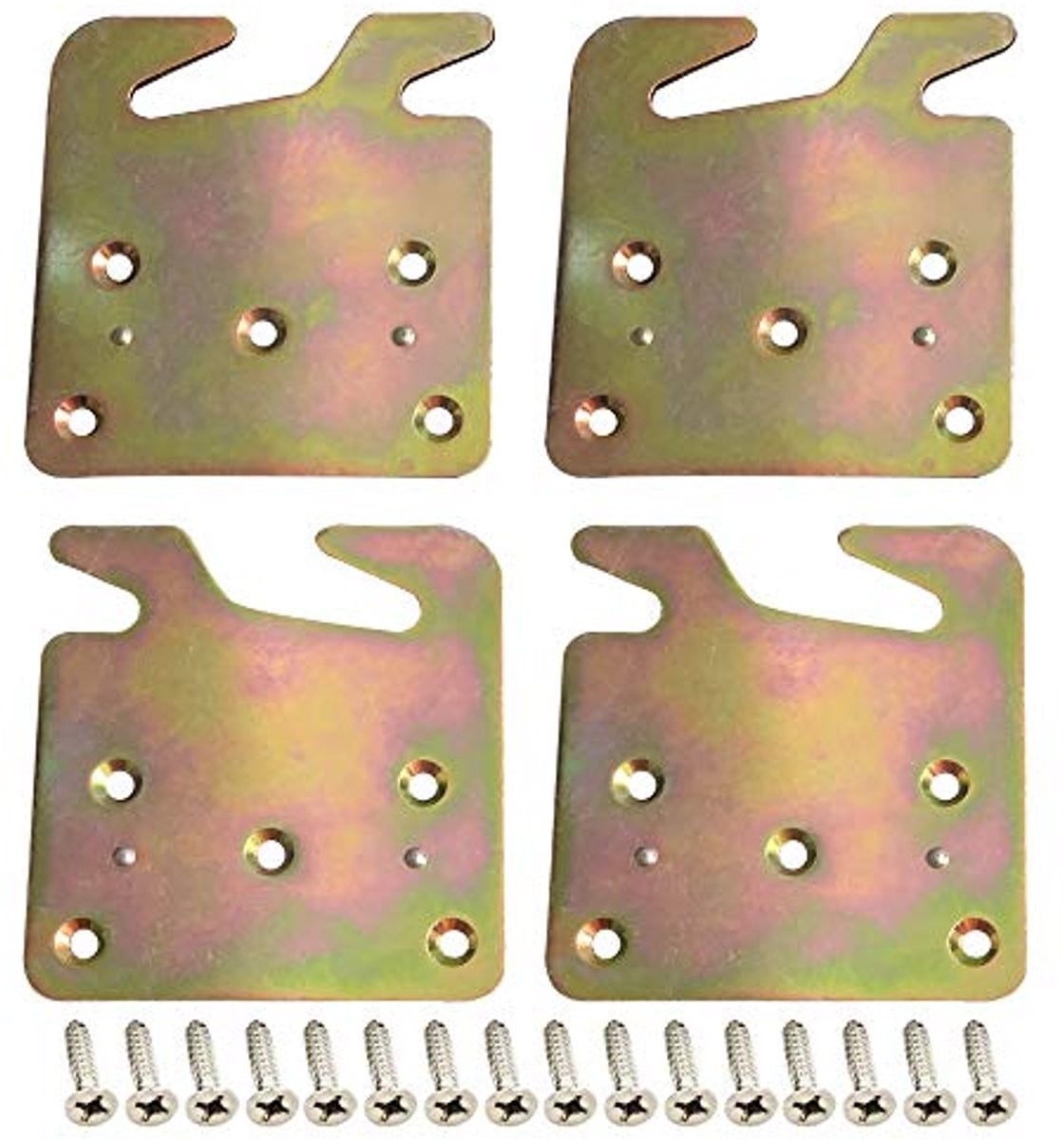 Zware Houten Bedrail Haakplaten - Set van 4