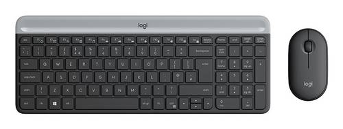 Logitech Slim Combo M Kabellos Tastatur, Maus-Set Belgisch, AZERTY Graphit