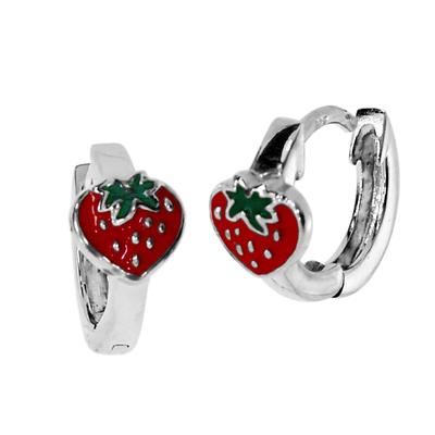 Klappcreolen OSTSEE-SCHMUCK "- Erdbeere - Silber 925/000 -" Gr. 13, silber (silber 925, silberfarben, weiß), Ohrringe, Damen, 13, Klappcreolen