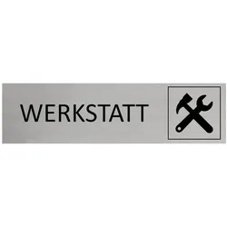CombiCraft Aluminium Türschild Werkstatt 165x45mm mit 3M-Tape zur Befestigung, einfache Kennzeichnung von Räumen und Bereichen