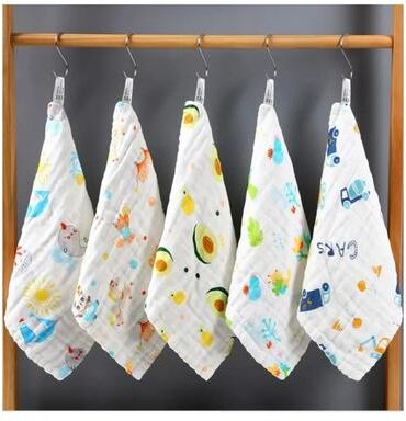 Uplifted Finds 30x30cm Baby 6 Layers Cotton Towel Soft Handkerchief For Bathing Feeding And Muslin Wipe 3 Pcs Color Random