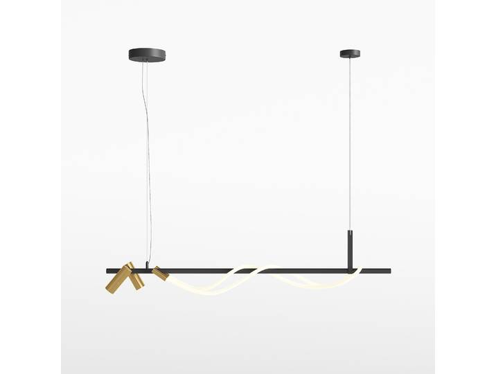 Suspension LED\, alu noir doré\, silkon blanc\, H 150 cm