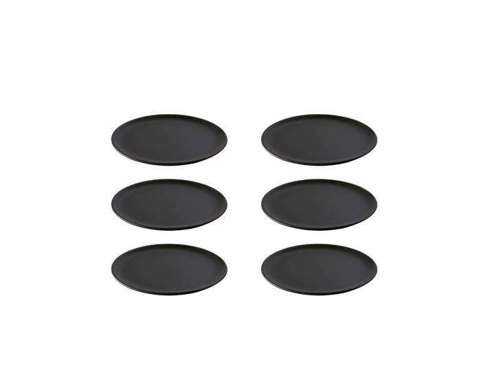 Aida Desserttellerset Raw, Schwarz Hochglanz, Keramik, 6-teilig, rund, lebensmittelecht, Geschirr, Teller, Teller-Sets