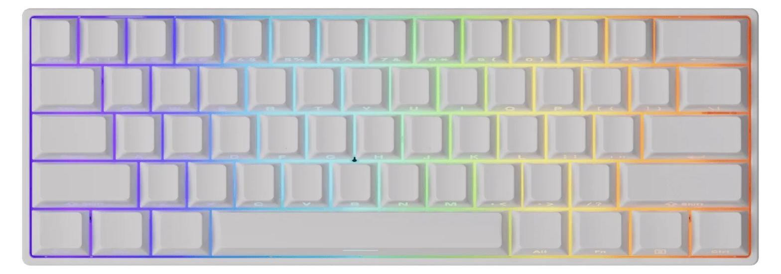 MonsGeek FUN60 Pro HE Gaming toetsenbord, zijwaarts bedrukt, doorschijnend wit met magnetische voetjes